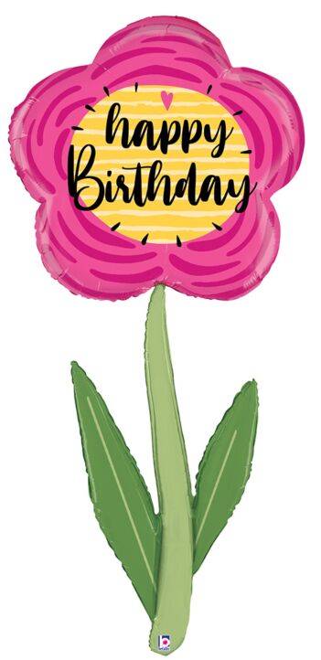 466 5' Happy Birthday Flower Foil Balloon