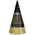 Happy New Year's Glitter Dipped Cone Hat - Black, Silver, Gold