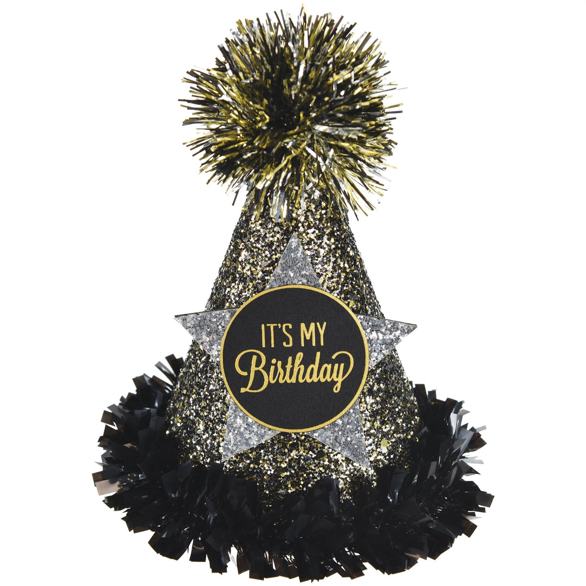 Black Silver Gold Cone Hat