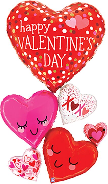 58" Special Delivery Valentine Happy Hearts Balloon Bouquet