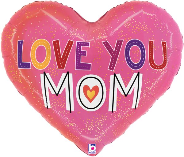 24" Love you Mom Heart Balloon