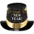 Printed Paper Top Hat - Black, Silver & Gold