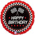224A 18" Checkered Flag Birthday Foil Balloon