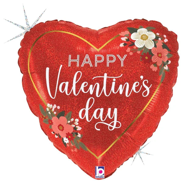 18" Floral Happy Valentine's Day Balloon