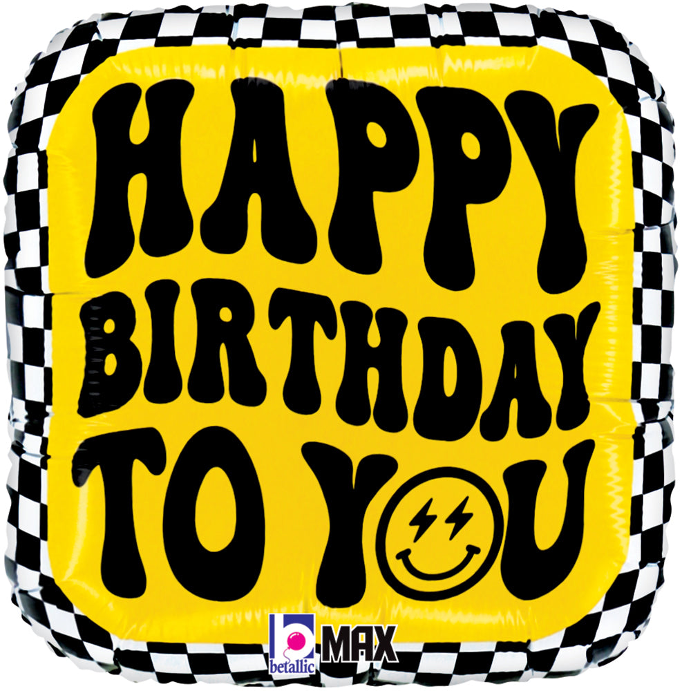 593 18" Smiley Checkerboard Birthday Foil