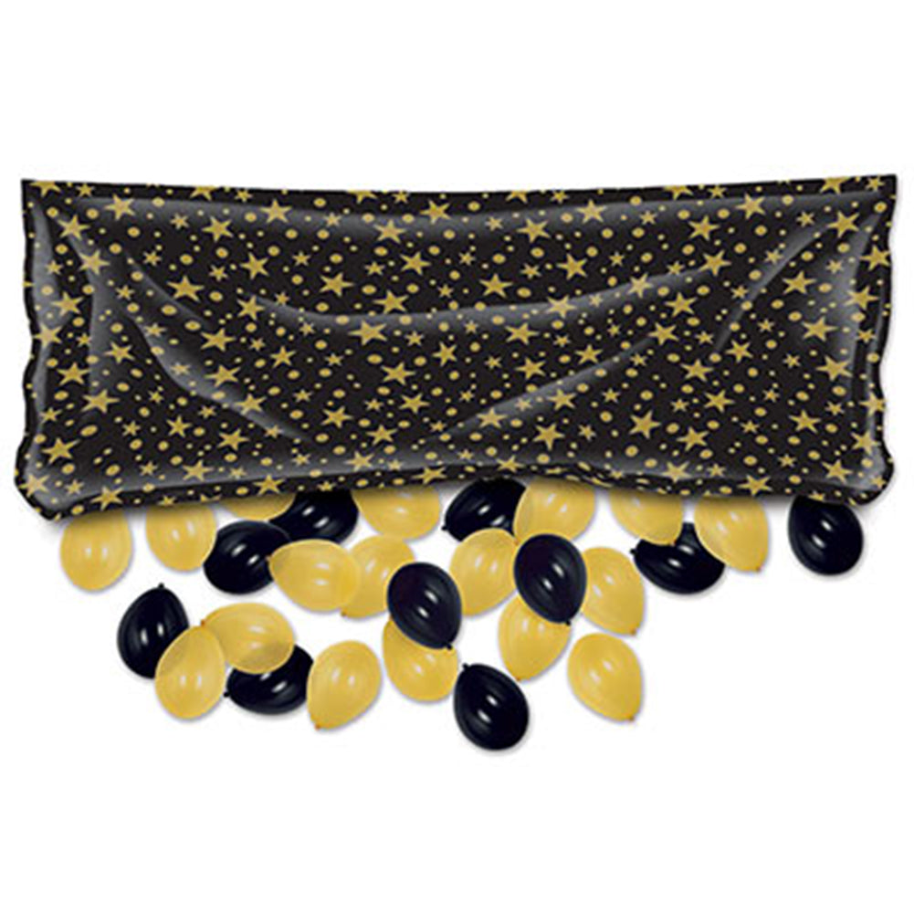 Plastic Balloon Bag - Black & Gold 