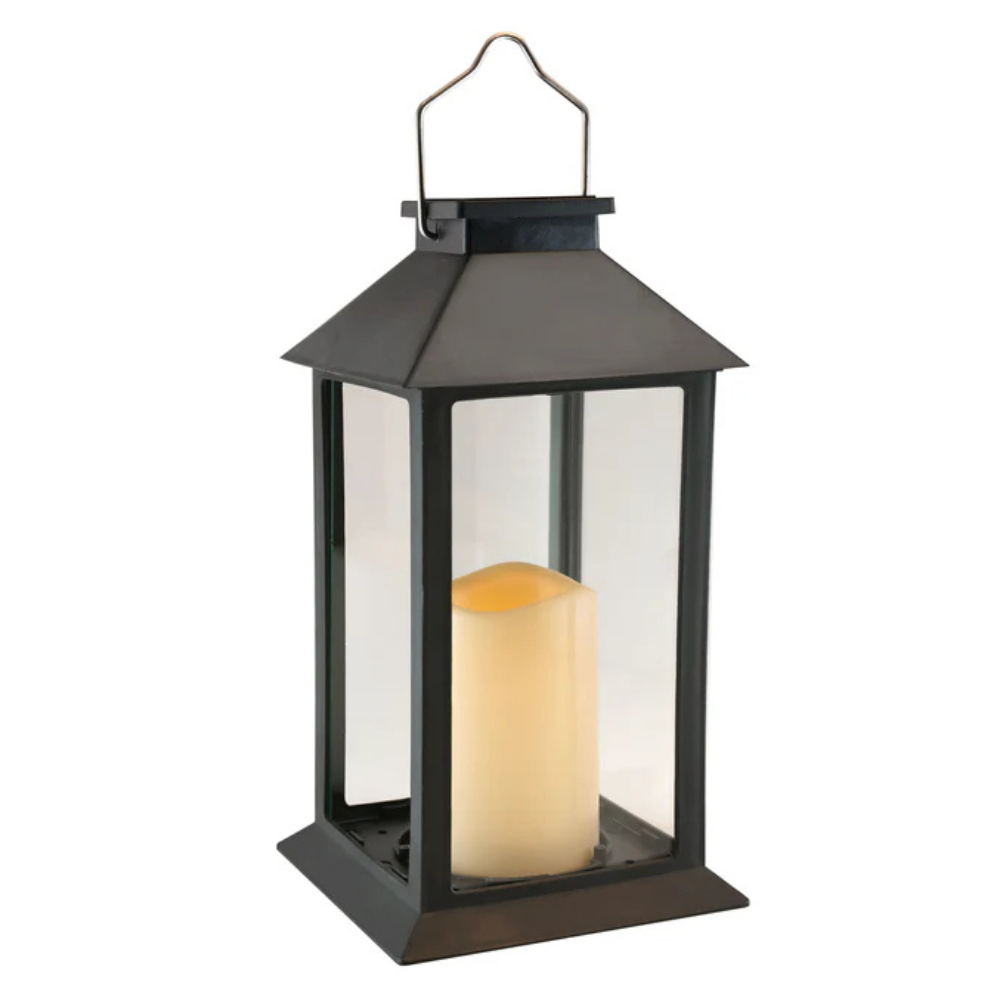 Solar Lantern Traditional Black with Candle