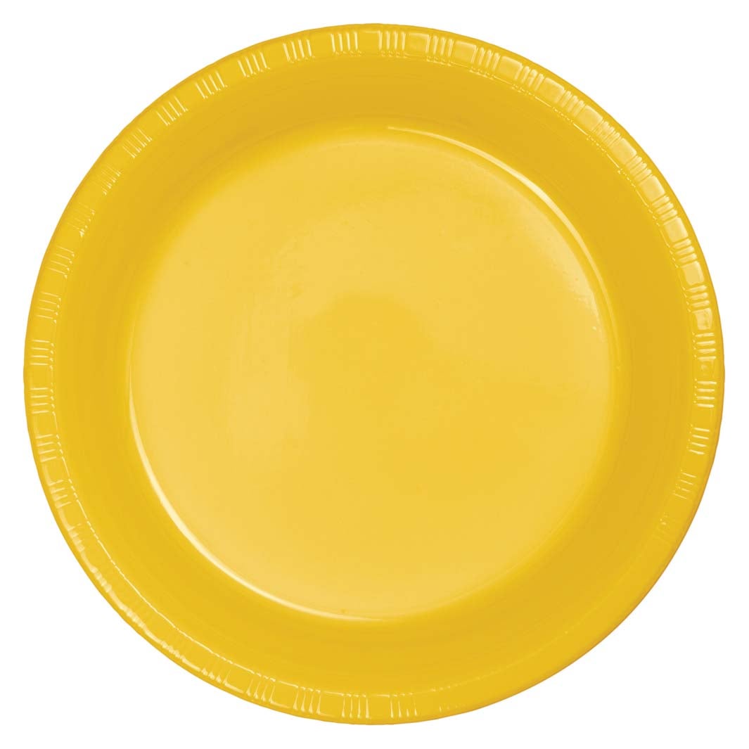 Premium Plastic 7" Luncheon Plates - School Bus Yellow