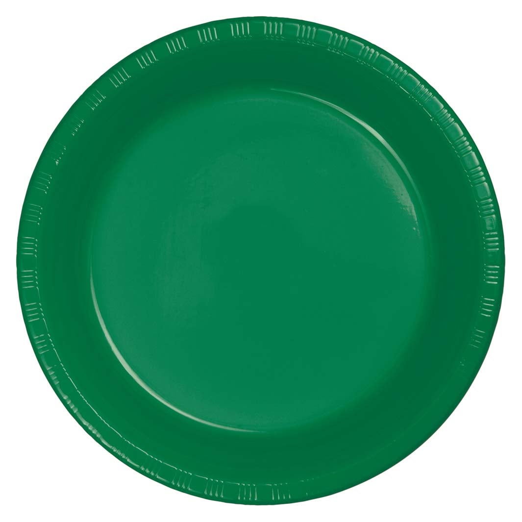 Premium Plastic 7" Luncheon Plates - Emerald Green