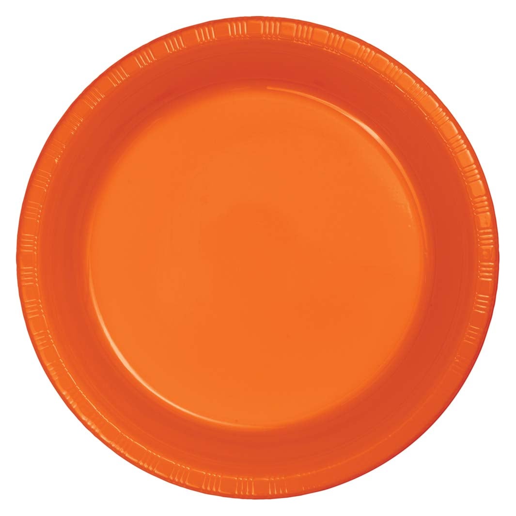 Premium Plastic 7" Luncheon Plates - Sunkissed Orange