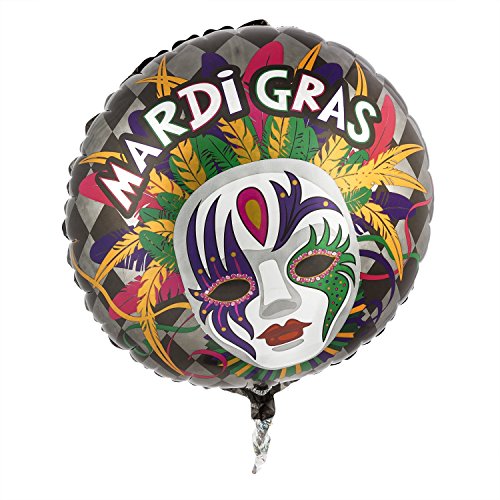 Mardi Gras Mask & Feathers Holographic Foil Balloon