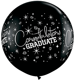 3&#39; Qualatex Congrats Grad Swirl - Onyx Black