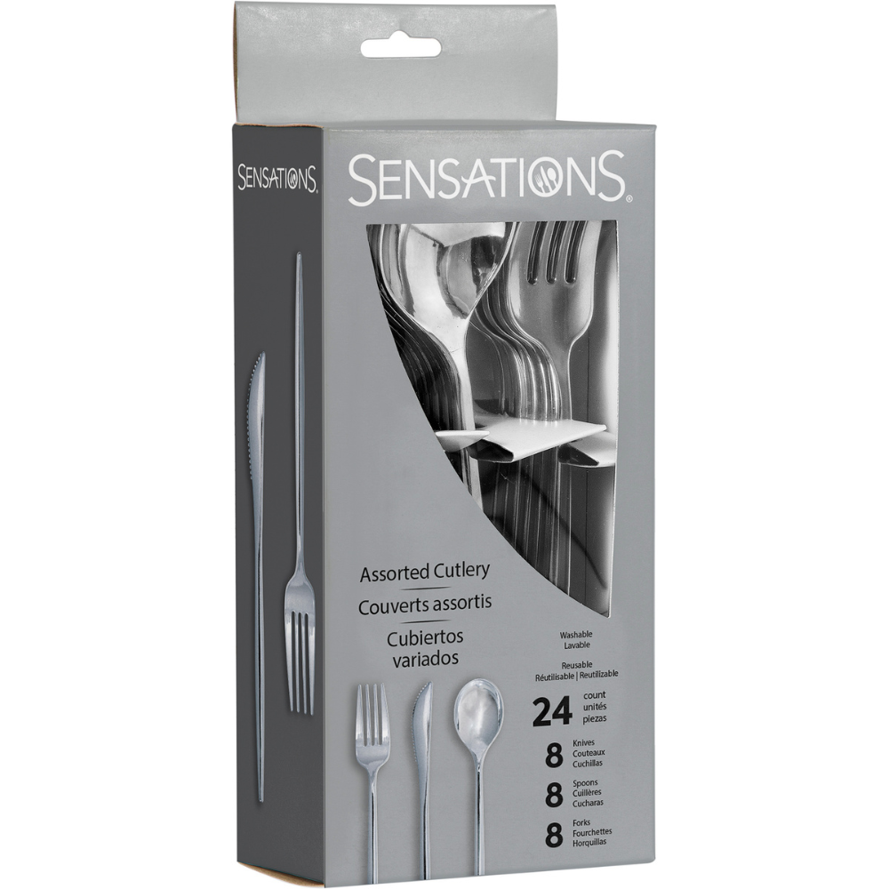 Sensations Silver Metallic Assorted Cutlery 24ct