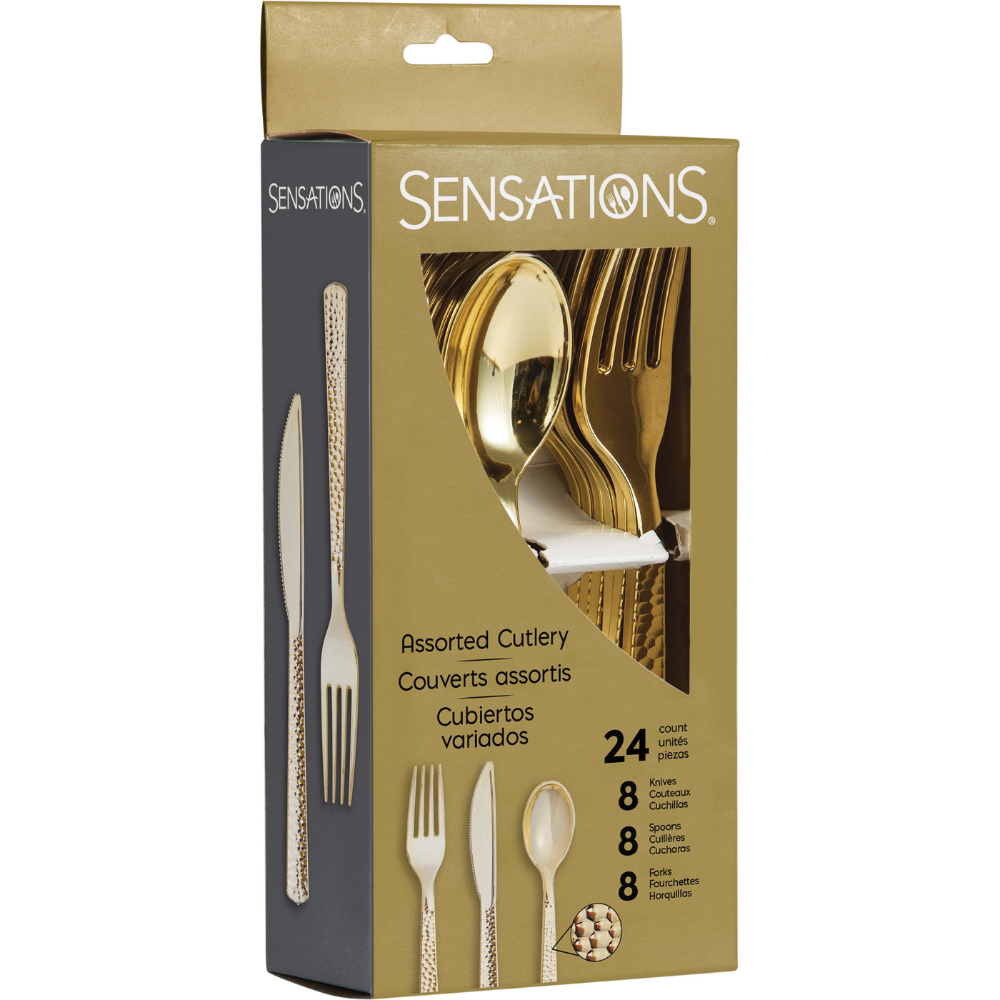 	Metallic Gold Hammered Assorted Cutlery