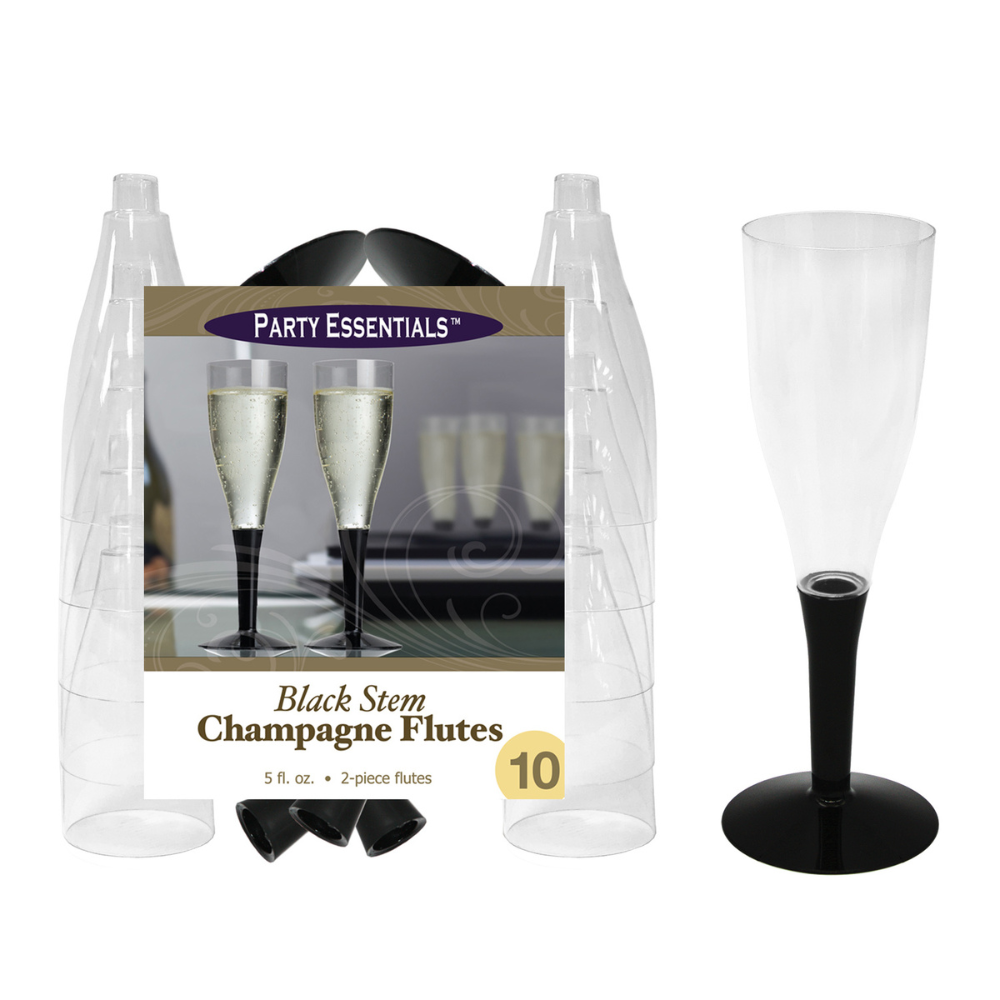 5 OZ. 2 PC. CHAMPAGNE FLUTES BLACK STEM – 10 CT.