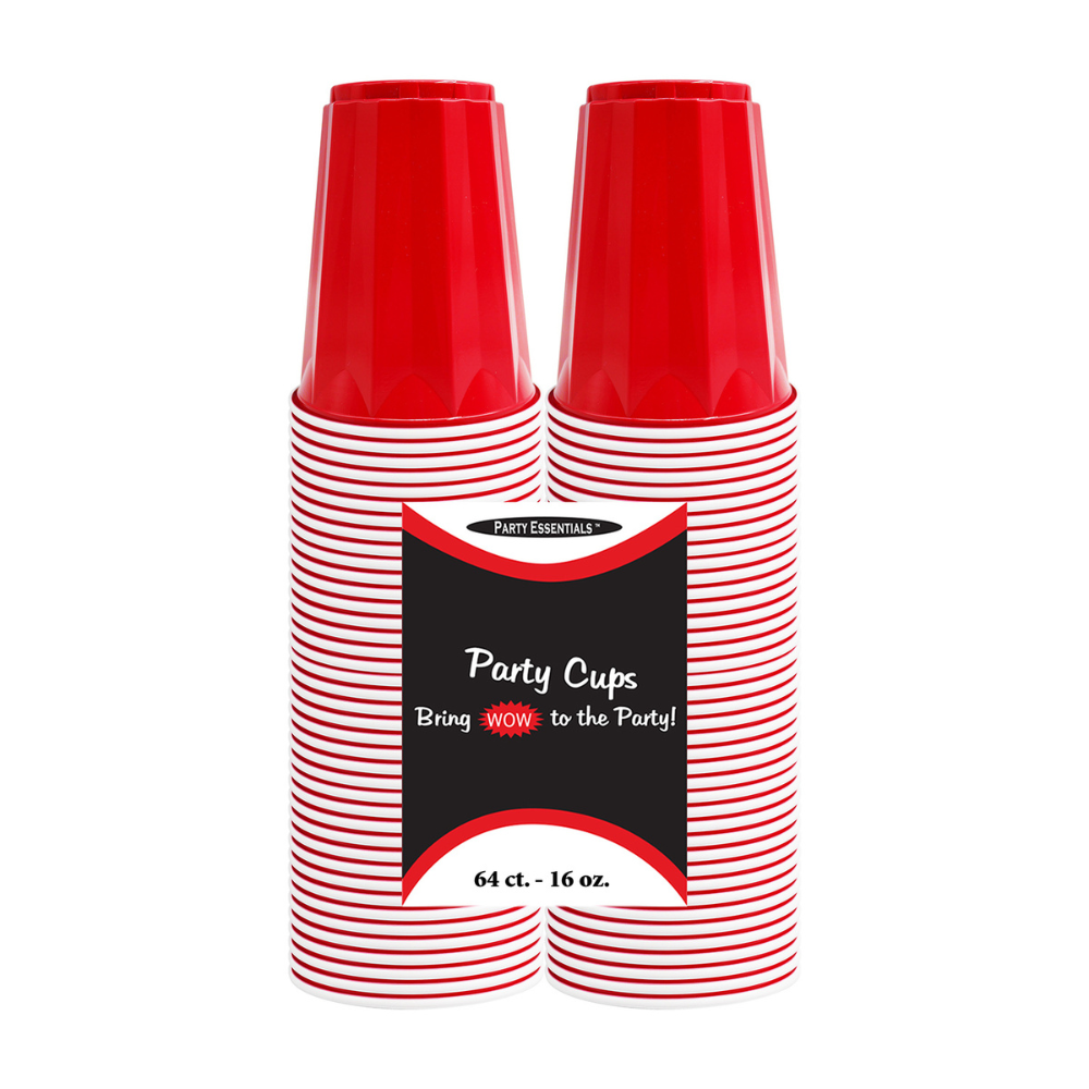16 OZ. DIAMOND PARTY CUPS – RED 64 CT.