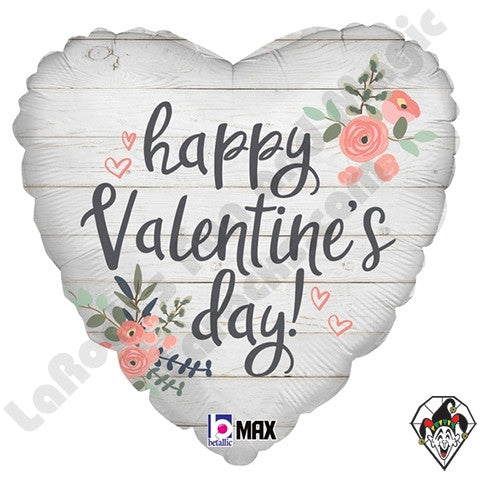 18" Heart Rustic Valentine Foil Balloon