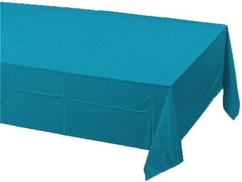 Creative Converting TABLECOVER 54"X 108" TIS/POLY Plain Turquoise Blue Paper Tablecloth, One Size