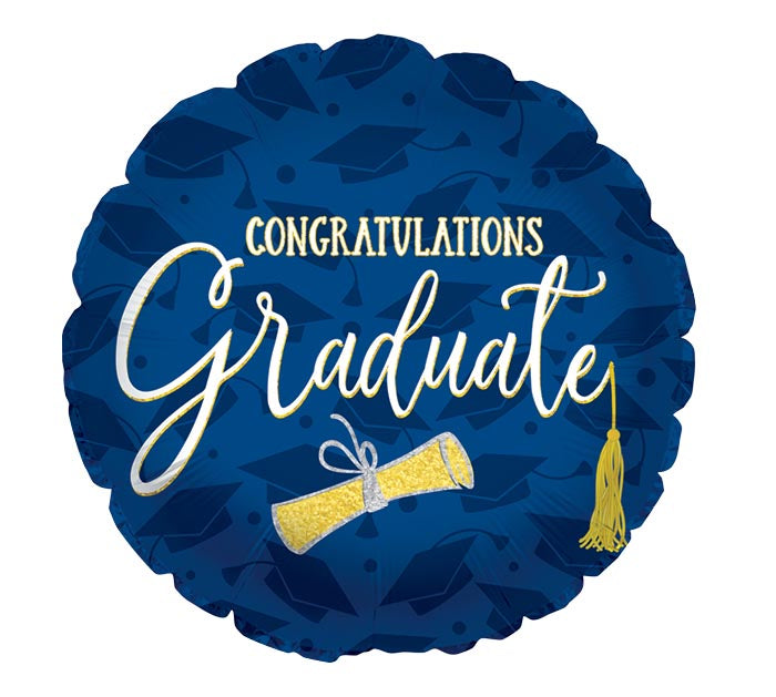 17" Classy Grad Purple-Blue Congratulations Foil Balloon