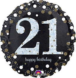 314A 18&quot; Sparkling Birthday 21 Holographic