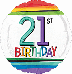 304 17&quot; Rainbow Birthday 21 Foil Balloon