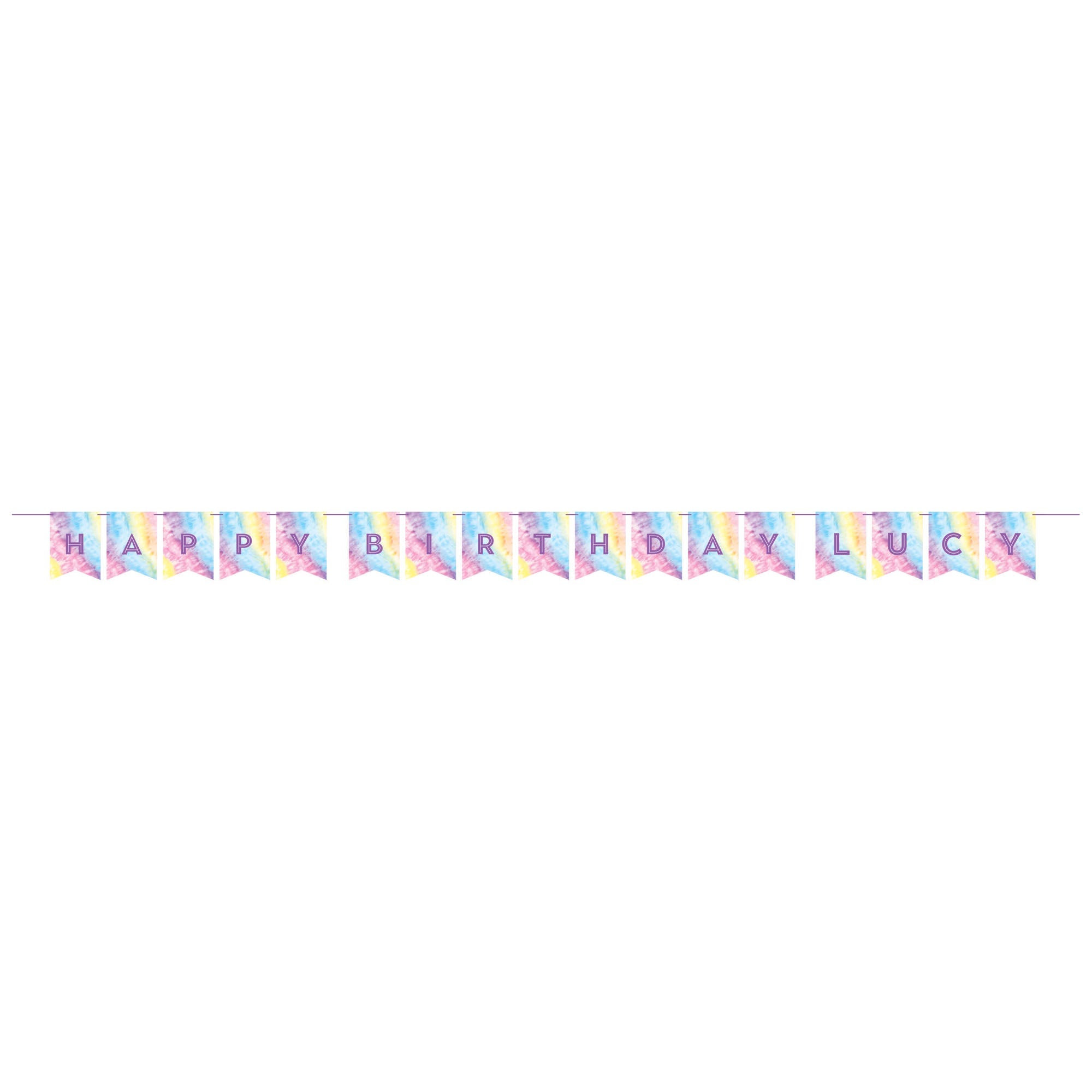 Tie Dye Party Shaped Banner with Ribbon