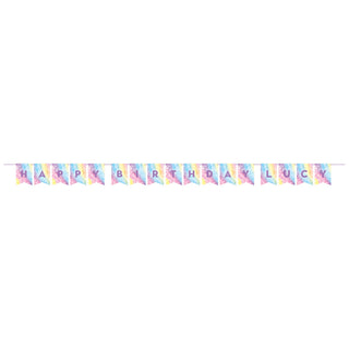 Tie Dye Party Shaped Banner with Ribbon