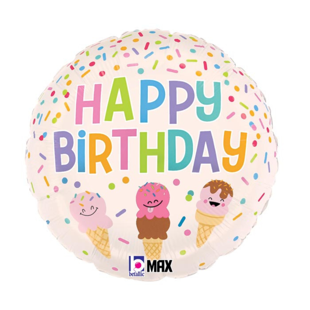 18" PKG HBD ICE CREAM CONES BIRTHDAY