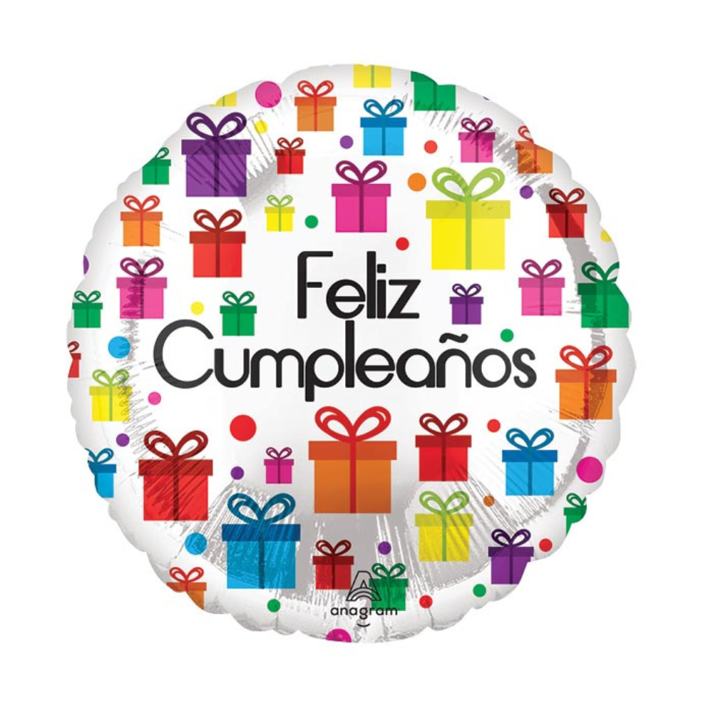 17" PKG FELIZ LOTS OF GIFTS BALLOON