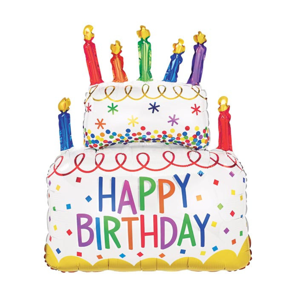 36"PKG HBD TWO TIERED CAKE SHAPE