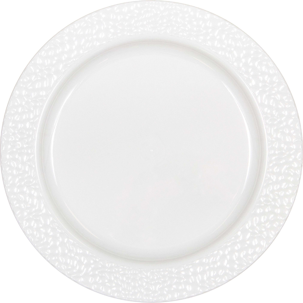 White Pebble Plastic Luncheon Plates