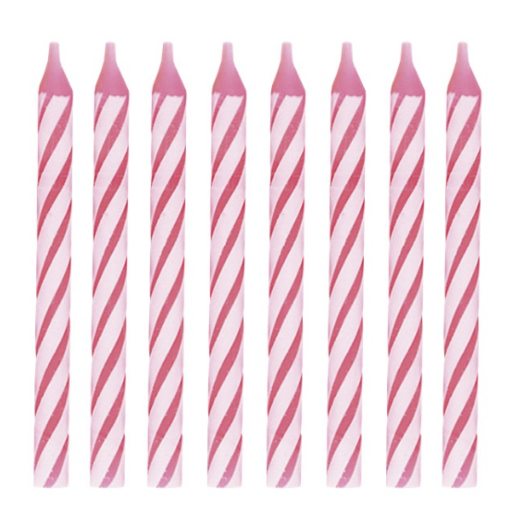Pink Spiral Birthday Candles  24ct