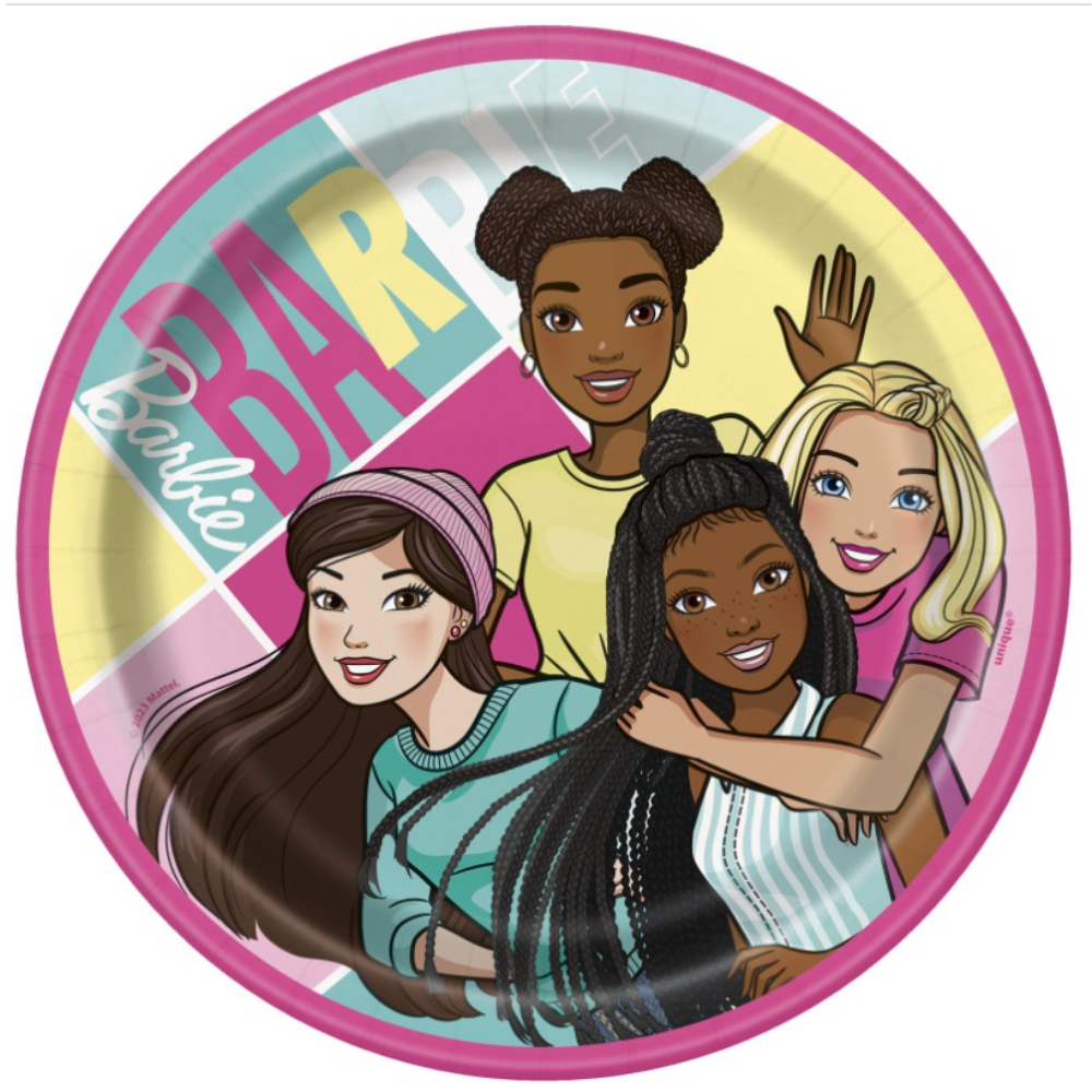 Barbie Round 7" Dessert Plates  8ct