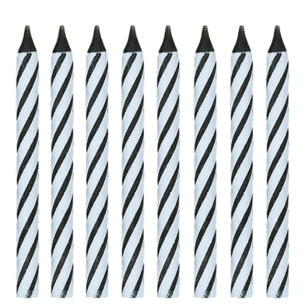 Black Spiral Birthday Candles  24ct