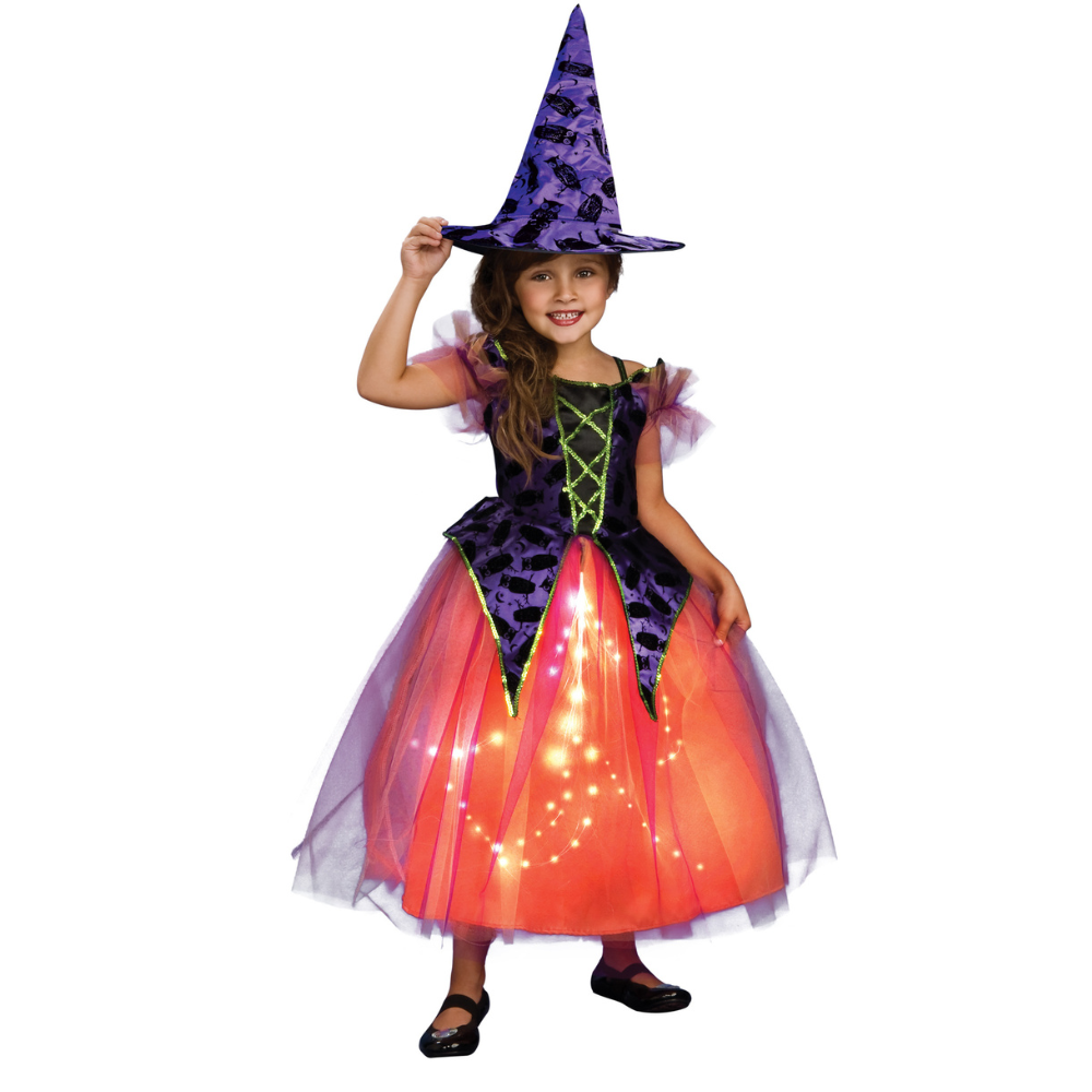 Purple & Orange Witch Twinkle Skirt Kids Costume