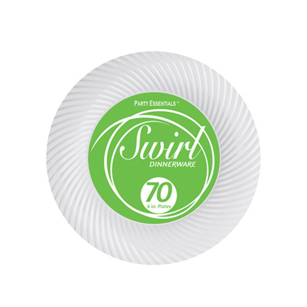 6″ SWIRL PLATES – WHITE 70 CT.