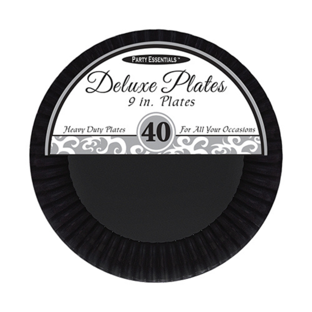 9" DELUXE LUNCHEON PLATES – BLACK 40 CT.