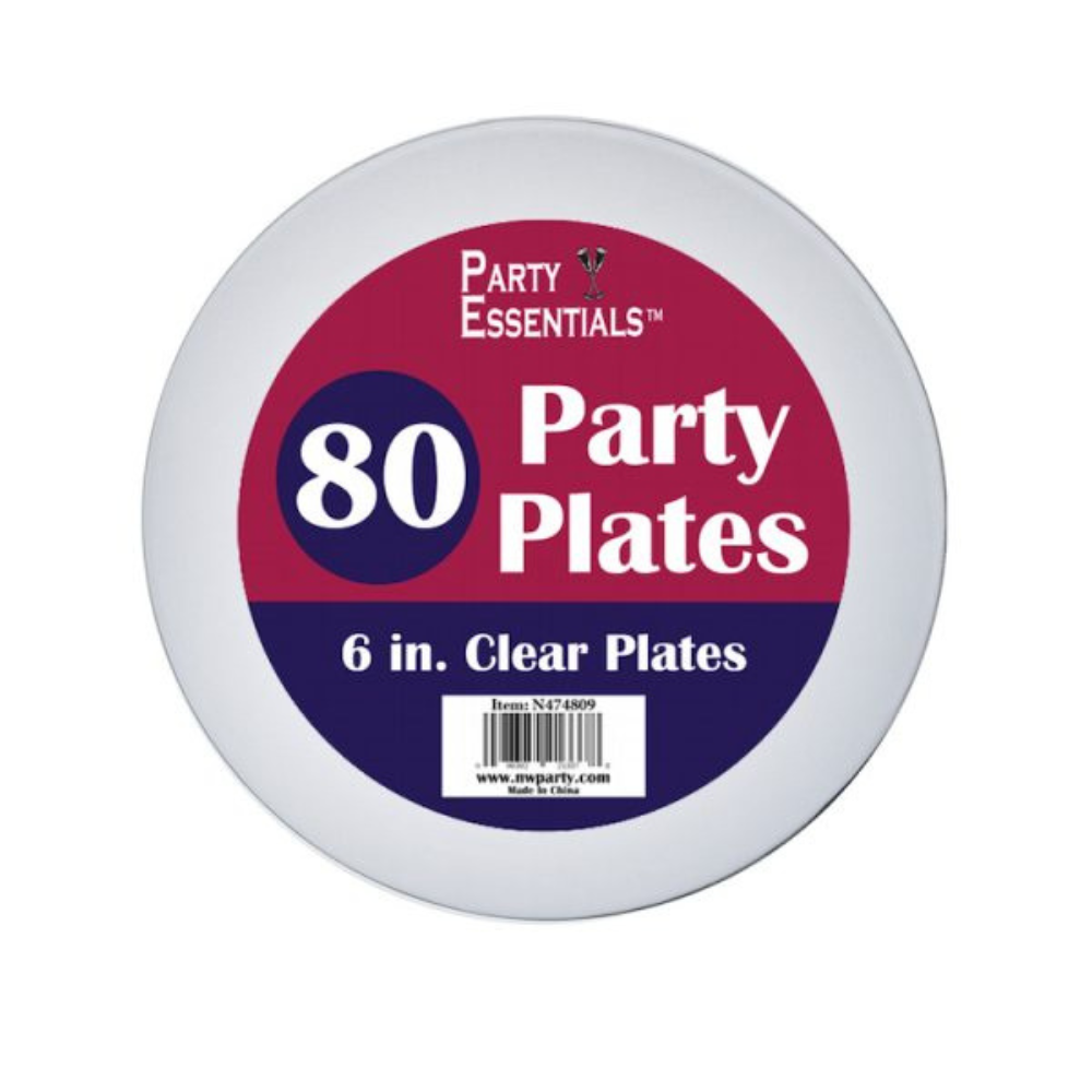 6" PARTY PLATES – CLEAR 80 CT.