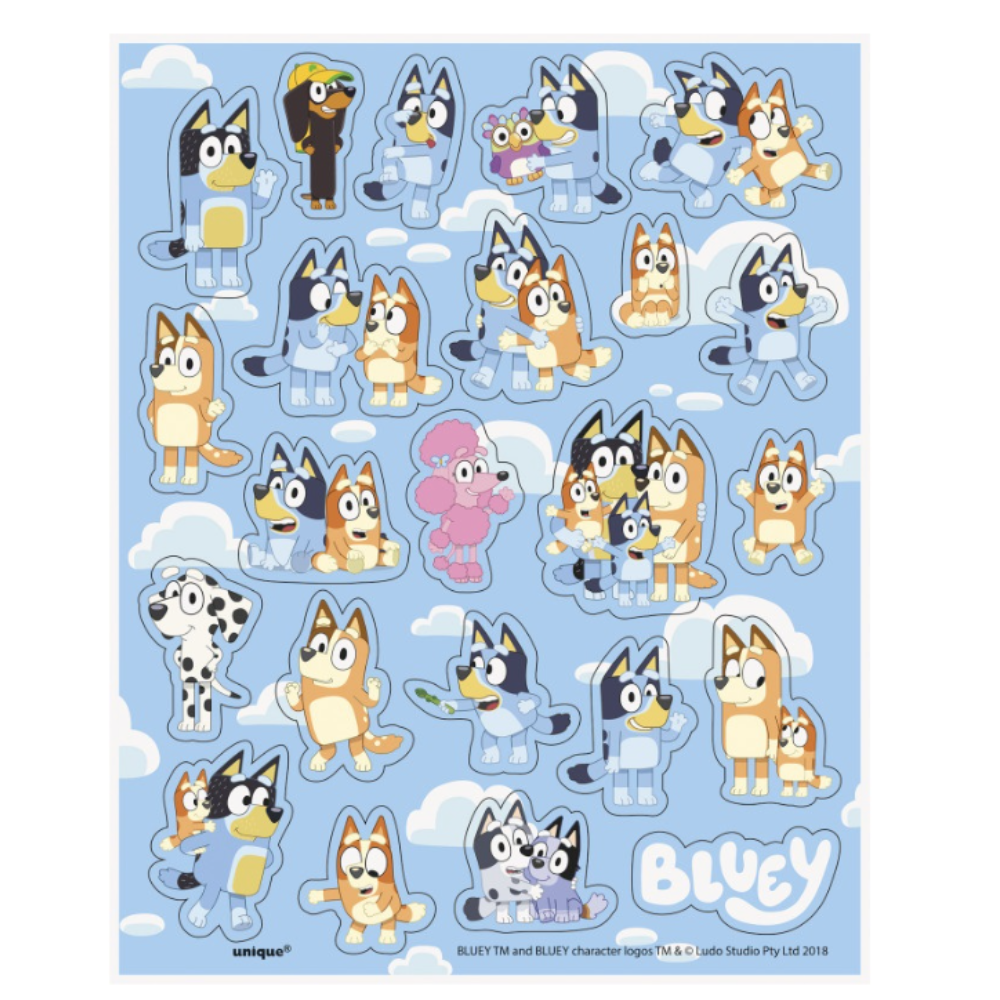 Bluey Sticker Sheet Favors  4ct