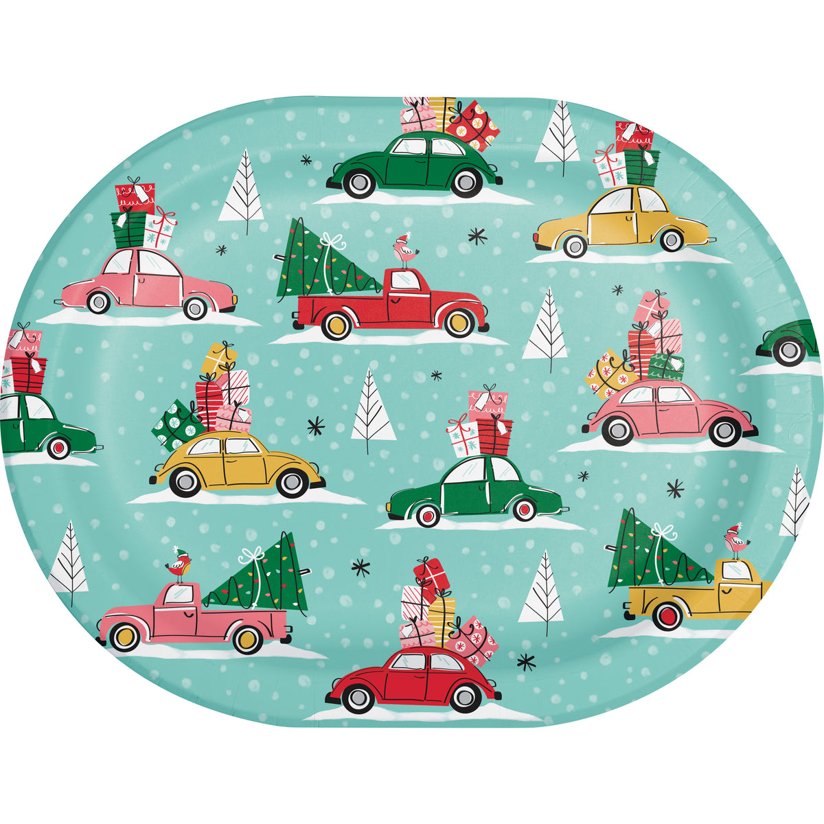 Christmas Cars Racetrack Oval Platters