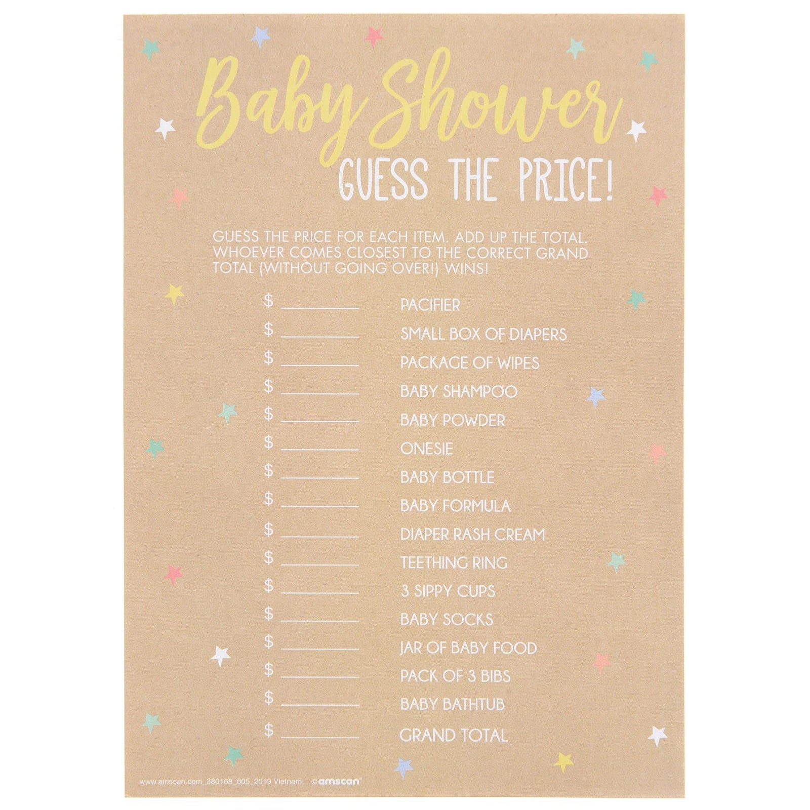 Baby Shower Price Game