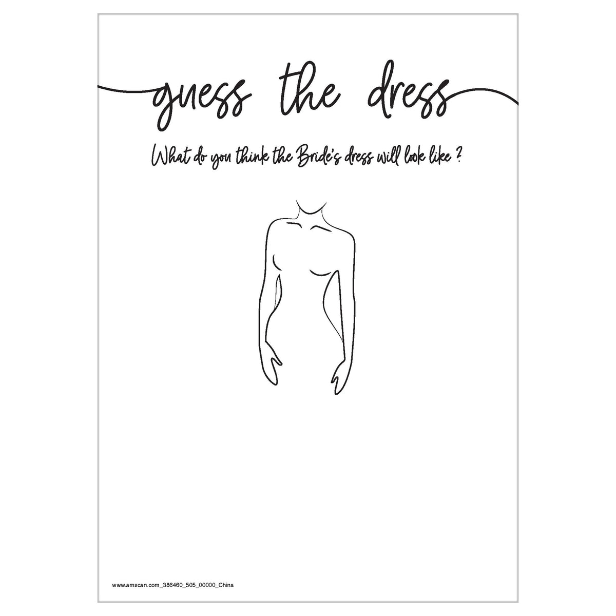 Guess The Dress Bridal Shower Game