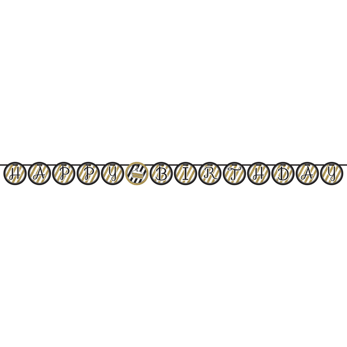 Black and Gold Happy Birthday Banner