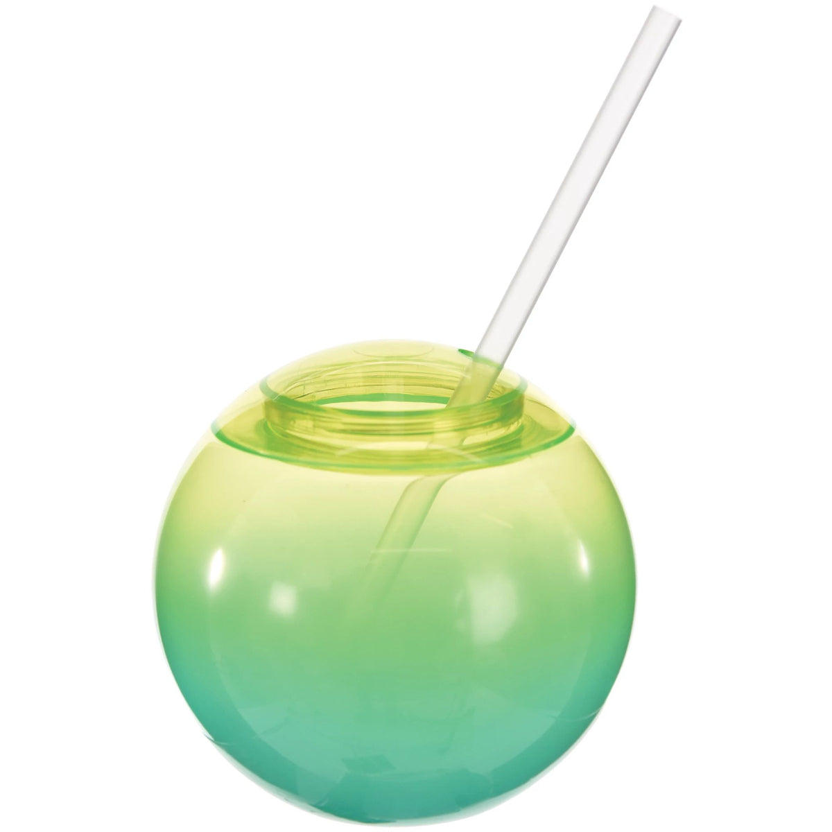 Novelty Ball Cup w/ Straw - Blue Ombre