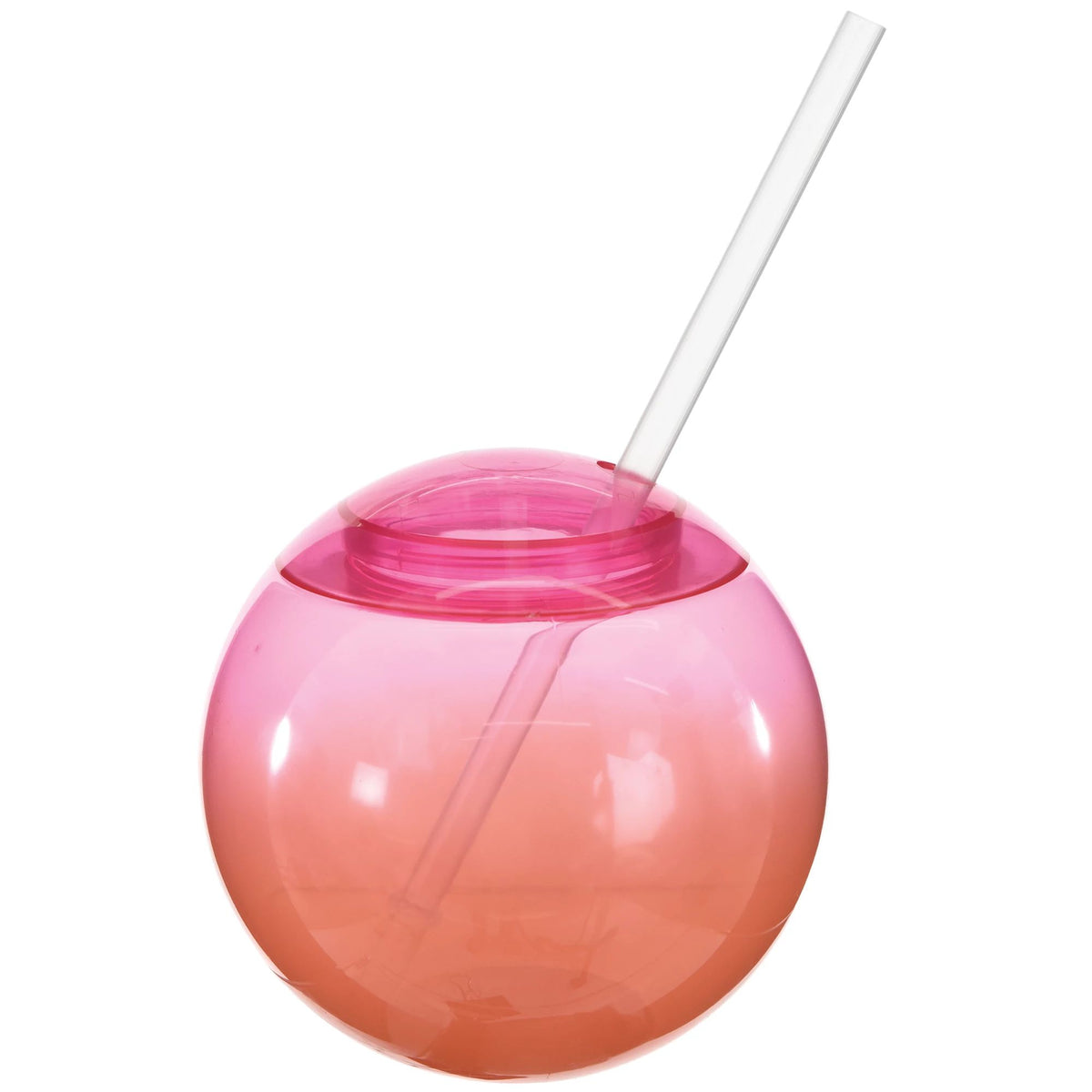 Novelty Ball Cup w/ Straw - Orange Ombre