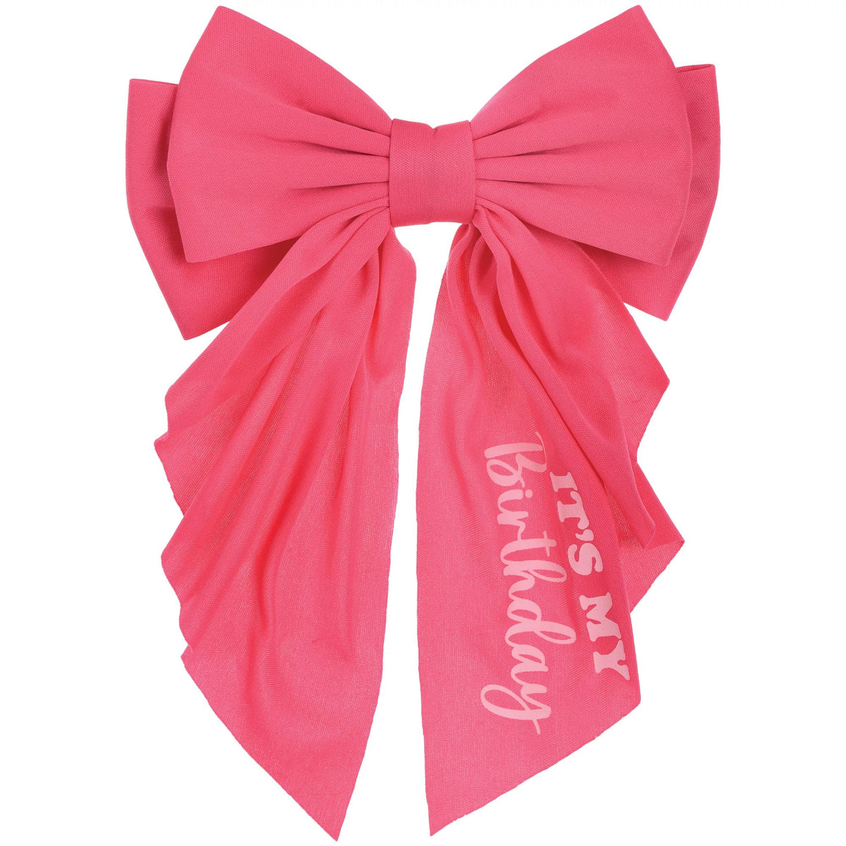 Elegant Iridescent/Pink Hair Birthday Bow