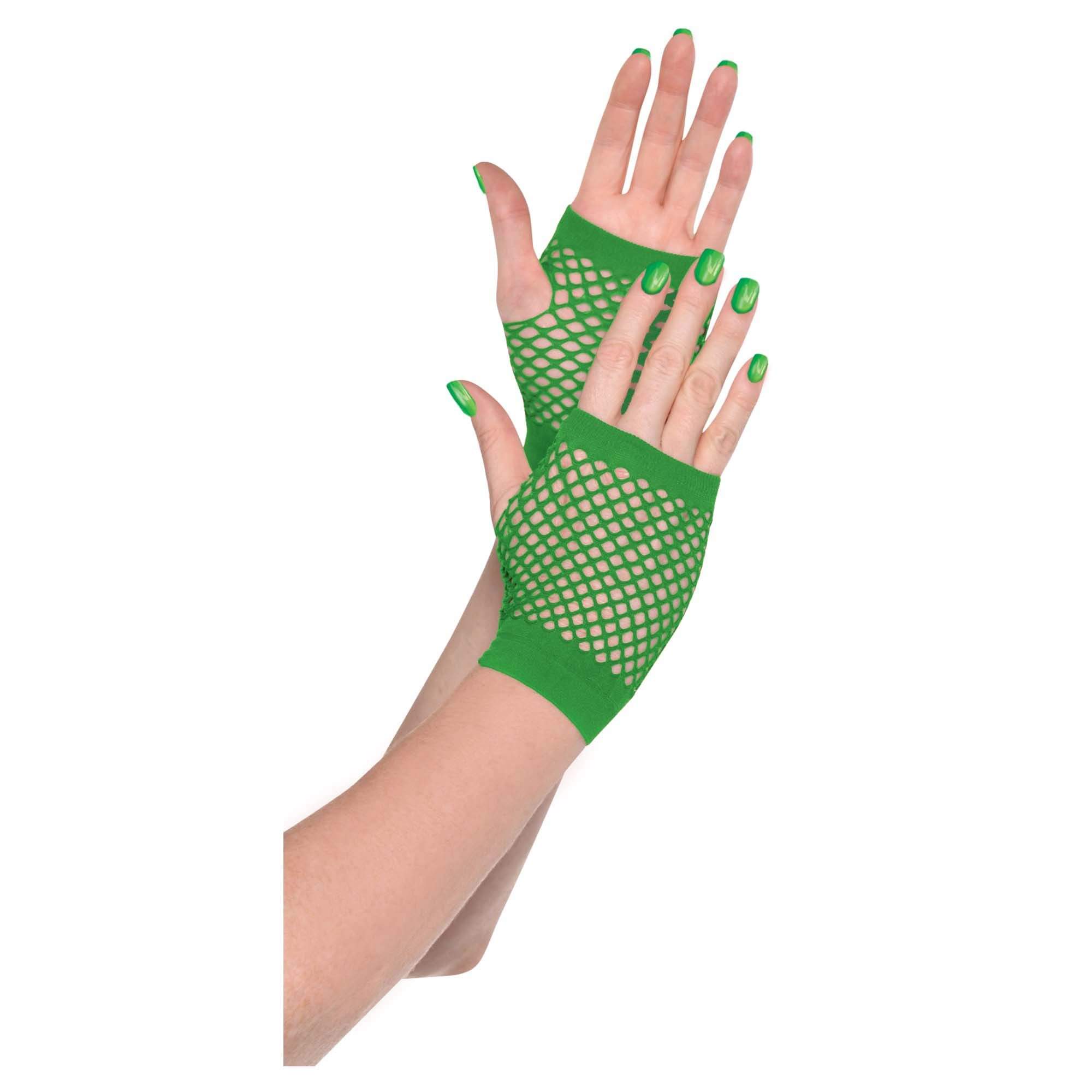 Green Short Fishnet Gloves