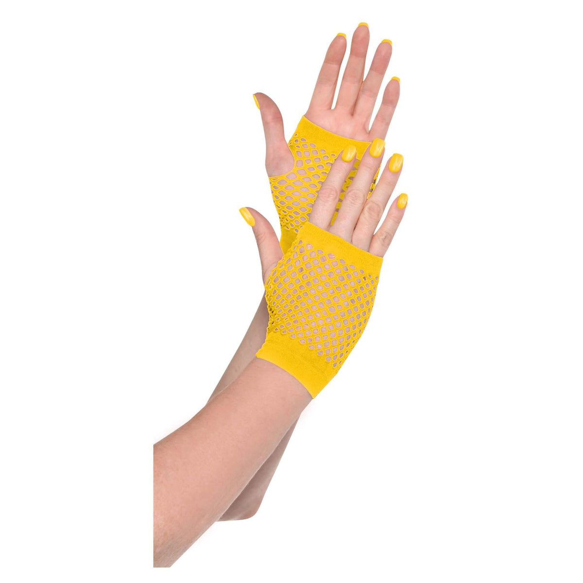 Yellow Fishnet Short Gloves