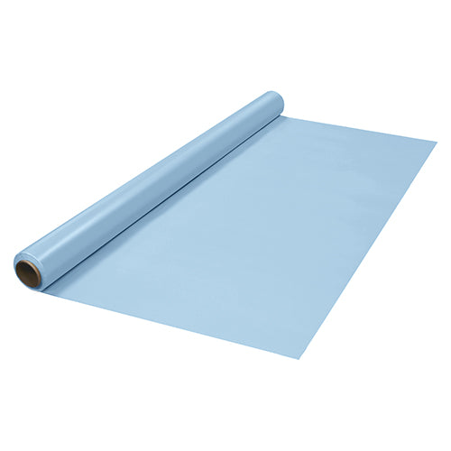 LIGHT BLUE PLASTIC TABLE COVER ROLL 40in X 100ft