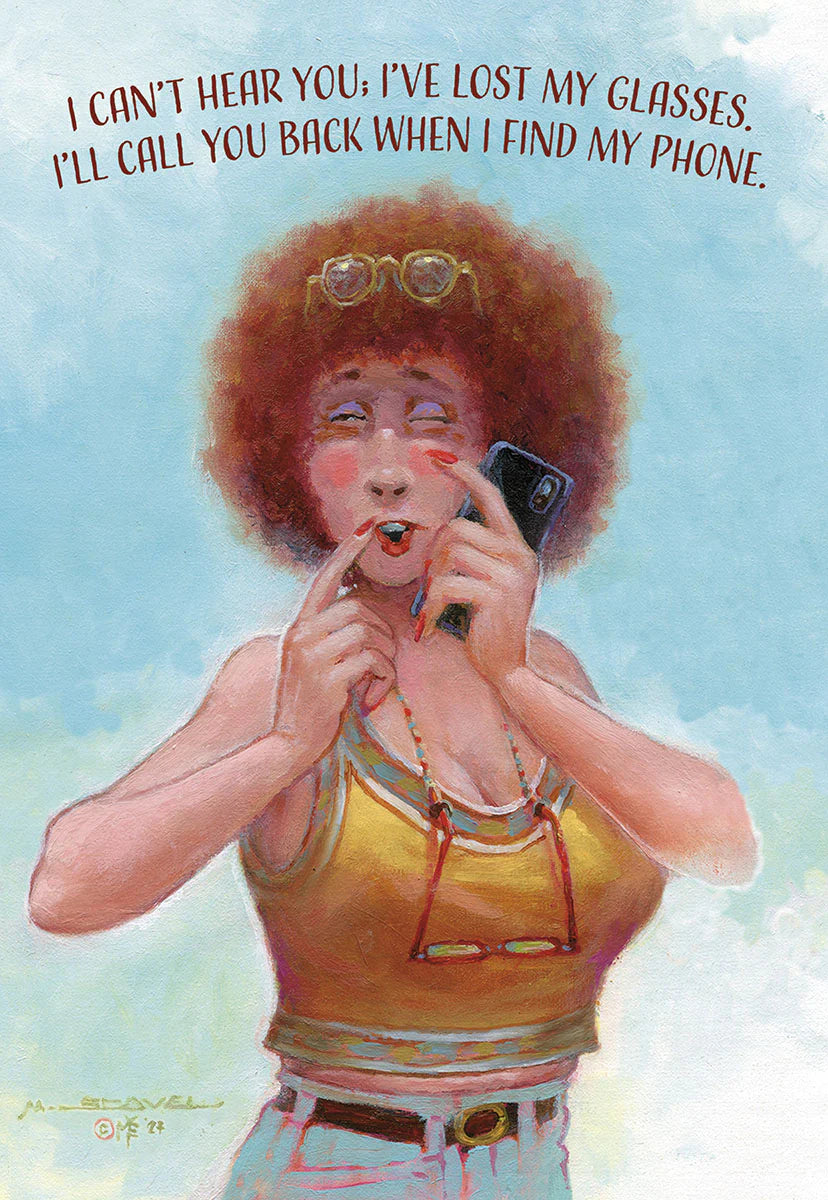 Birthday Card - Retro Woman on Phone